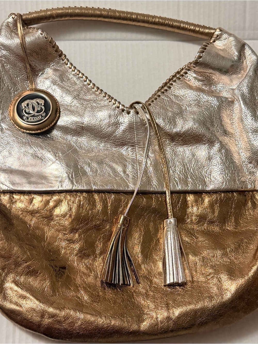 Metallic Two-Tone Hobo Bag - Gold and Silver